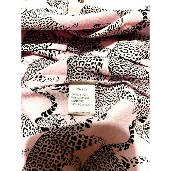 OTG morris maxi shirt dress leopard parade novelty print ruched pink women's  L - Picture 5 of 7